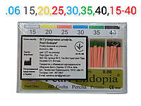 Штифты гуттаперчевые 06 РАЗМЕРЫ НА ВЫБОР 15-40 60 шт конусные , гуттаперчевые штифты конусность 06 Pearl Dent