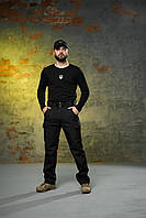 Теплые брюки из софтшела Peak черные + лонгслив Pulse черный с трезубцем Костюм армейский рубашка штаны черный
