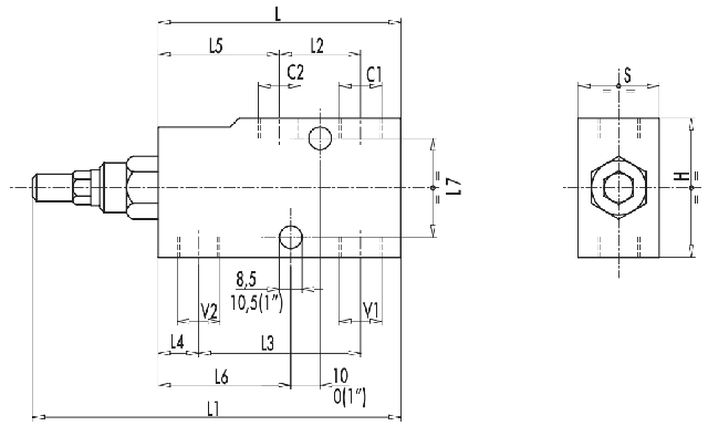 Розміри клапана VBCD 3/8" SE-A