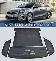 ЕВА коврик в багажник KIA CEED SW 2018-2024. EVA ковер багажника Киа Сид СВ