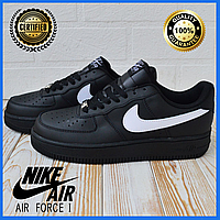 Мужские повседневные кроссовки Nike Air Force 1 черные с белым