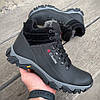 Зимові чоловічі шкіряні черевики, кросівки чорні утеплені з натуральної шкіри на хутрі на зиму для чоловіків, розмір 40-45, фото 5