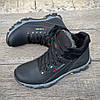 Зимові чоловічі шкіряні черевики, кросівки чорні утеплені з натуральної шкіри на хутрі на зиму для чоловіків, розмір 40-45, фото 3