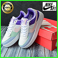 Жіночі літні кросівки Nike Air Force Shadow білі з фіолетовим