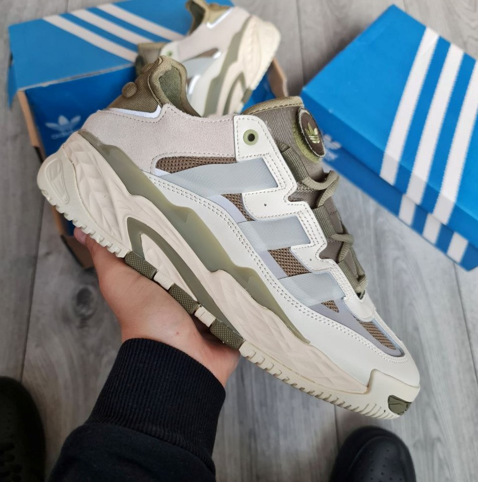 Чоловічі Кросівки Adidas Niteball White Olive / Адідас Найтбал Білі з Оливковим