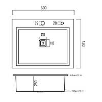 Кухонная мойка Platinum Handmade 65*45 (650x450x230 мм) PVD черная HSB