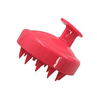 Силіконова щітка-масажер для миття голови 8 см - малинова