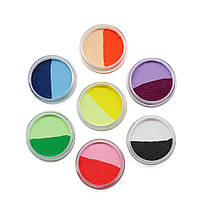 Аквагрим Papa Kiss 7 баночок по 10 г: 6-УФ баночок + 1 чорно-біла + 3 пензлики, фото 3