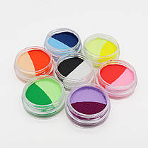 Аквагрим Papa Kiss 7 баночок по 10 г: 6-УФ баночок + 1 чорно-біла + 3 пензлики, фото 4