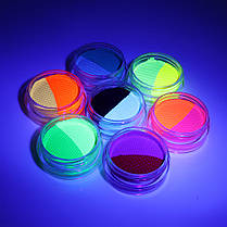 Аквагрим Papa Kiss 7 баночок по 10 г: 6-УФ баночок + 1 чорно-біла + 3 пензлики, фото 5