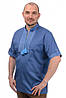 Вишиванка чоловіча з коротким рукавом (блакитна с блакитною вишивкою)), фото 3