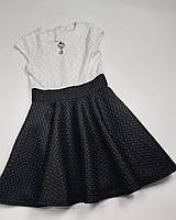 Платье школьное на девочку 122 128, 134 см, білий з чорним