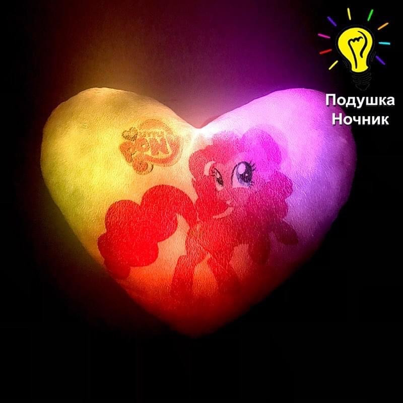 Подушка нічник Little Pony — дитячий світильник нічник у формі серця