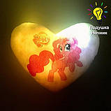 Подушка нічник Little Pony — дитячий світильник нічник у формі серця, фото 3