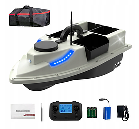 Кораблик для прикормки D19 GPS, 99 точок,4 відсіки, LED Light, 500M, 2KG.