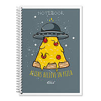 Зошит А5, 80 арк, клітинка, СПІРАЛЬ, лак "Brisk GOLD" /