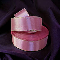 Стрічка атласна 2.5 см темно Рожева з люрексом (за 1 метр)