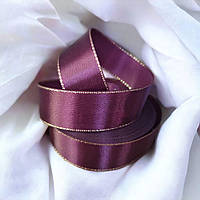 Стрічка атласна 2.5 см Вишнева з люрексом (за 1 метр)