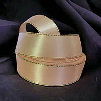 Стрічка атласна 2.5 см Персикова з люрексом (за 1 метр)