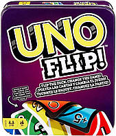 Настольная игра UNO Flip! (Уно Двойная игра, Металлическая коробка)