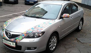 Дефлектори вікон (вітровики) Mazda 3 2003-2009 (Hic)