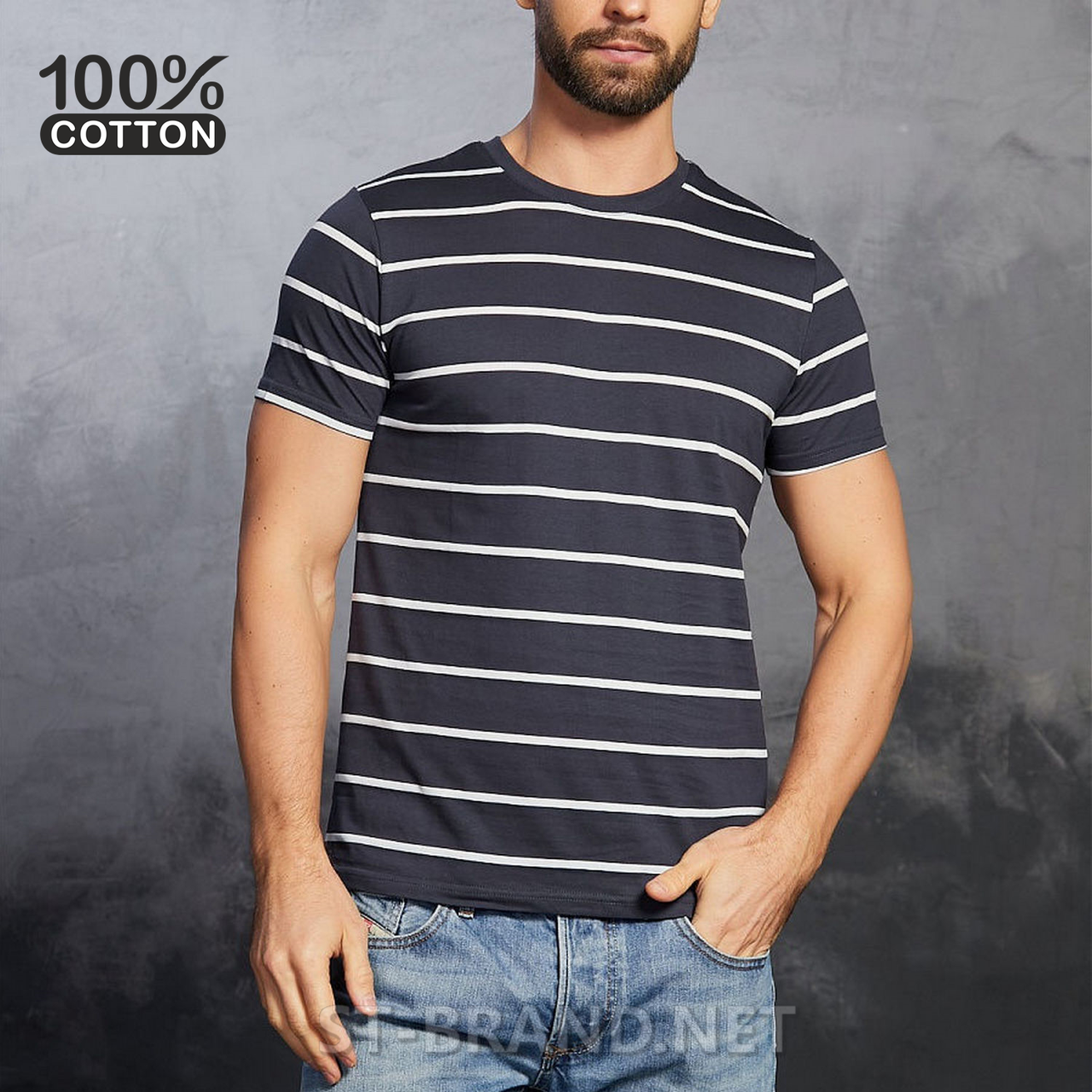 M-3XL. Темно-сіра чоловіча футболка 100% Cotton, виконана з натурального та приємного матеріалу