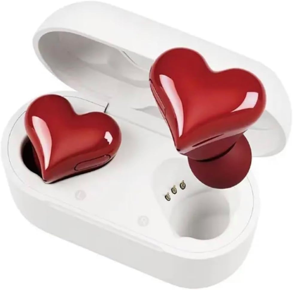 Бездротові Bluetooth навушники у формі серця LOVE Червоні