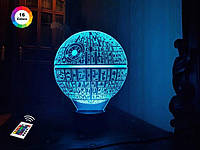 3D светильник ночник с пультом "Звезда смерти" 3DTOYSLAMP