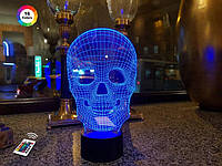 3D светильник ночник с пультом "Череп 4" 3DTOYSLAMP