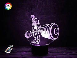 3D світильник нічник з пультом "Штангіст" 3DTOYSLAMP