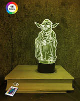 3D светильник ночник с пультом "Йода" 3DTOYSLAMP