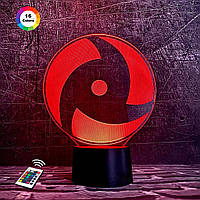3D светильник ночник с пультом "Знак Мангекё" 3DTOYSLAMP