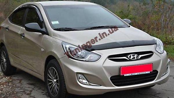 Мухобойка, дефлектор капота Hyundai Accent 2010- (Sim)