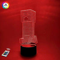 3D світильник нічник з пультом "Кріпер" 3DTOYSLAMP