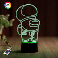 3D светильник ночник с пультом "Амонг Ас 4" 3DTOYSLAMP