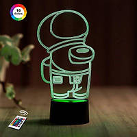 3D світильник нічник з пультом "Амонг Ас 4" 3DTOYSLAMP