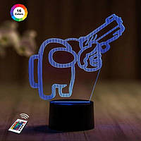 3D світильник нічник з пультом "Амонг Ас 4" 3DTOYSLAMP