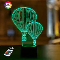 3D светильник ночник с пультом "Воздушные шары" 3DTOYSLAMP