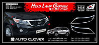 Хром накладки на фары KIA Sorento 2009-2011 (Autoclover B638)