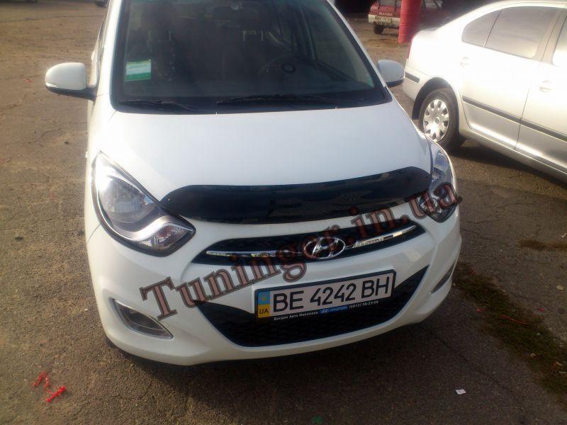 Мухобойка, дефлектор капота для Hyundai I-10 2008+