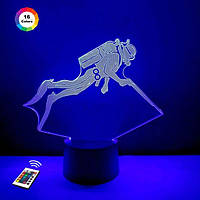 3D світильник нічник з пультом "Аквалангіст" 3DTOYSLAMP