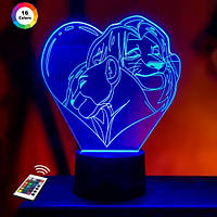 3D светильник ночник с пультом "Король Лев" 3DTOYSLAMP