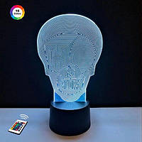 3D светильник ночник с пультом  "Череп 5" 3DTOYSLAMP