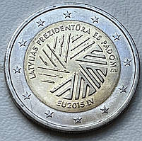 Монета Латвії 2 євро 2015 р. Голова Латвії в ЄС