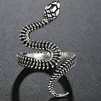 Срібляста каблучка у формі шипастої змії символ відродження регульована SnakeMystic311