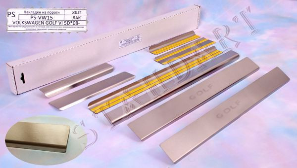 Накладки на пороги Volkswagen Golf VI 5D 2008- (Nata-Niko)
