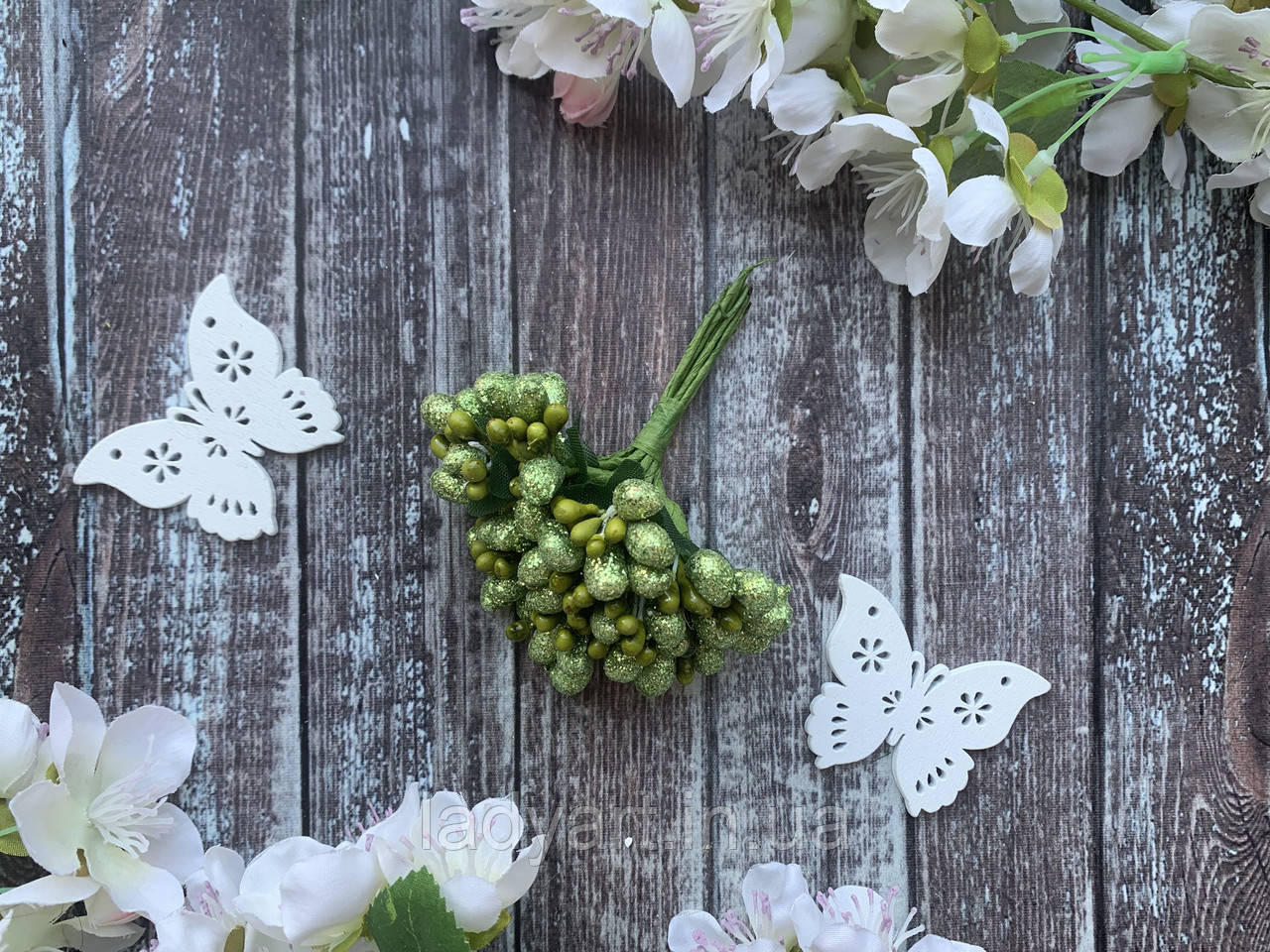 Складні тичинки блиск великі, близько 12 шт/уп. зеленого кольору, фото 1