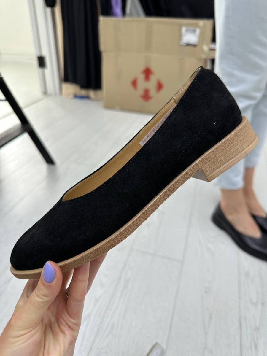 Балетки жіночі шкіряні чорні, фото 1