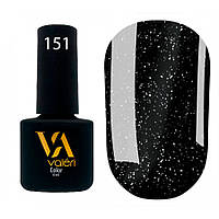 Гель-лак Valeri Color №151, черный с блестками, 6 ml