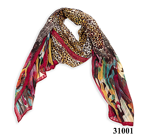 Леопардовий бордовий шарф